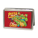 Business Card Holder - LARGE - TMNT Turtles Pose16 PIZZA BY THE SLICE FCG Reds Yellows Metal ID Cases Nickelodeon   