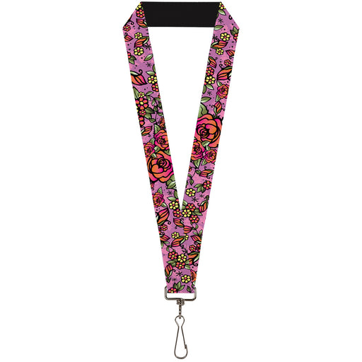 Lanyard - 1.0" - Born to Blossom CLOSE-UP Pink Lanyards Buckle-Down   