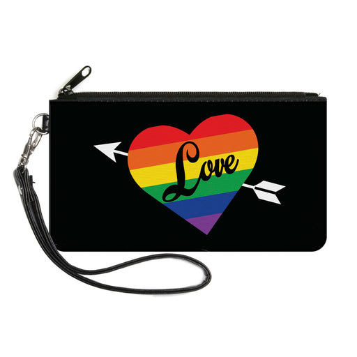 Canvas Zipper Wallet - LARGE - LOVE Rainbow Stripe Heart Black Multi Color Canvas Zipper Wallets Buckle-Down   