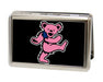 Business Card Holder - LARGE - Dancing Bear FCG Black Pink Metal ID Cases Grateful Dead   