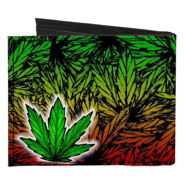 Canvas Bi-Fold Wallet - Marijuana Haze Rasta White Canvas Bi-Fold Wallets Buckle-Down   