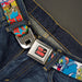Tom and Jerry Logo Full Color Black Red Seatbelt Belt - TOM & JERRY Faces/Stacked Scene Panels Webbing Seatbelt Belts Tom and Jerry   