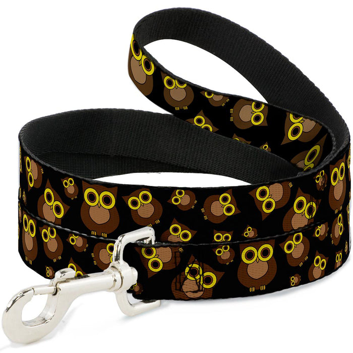 Dog Leash - Owls Scattered Black/Brown/Yellow Dog Leashes Buckle-Down   