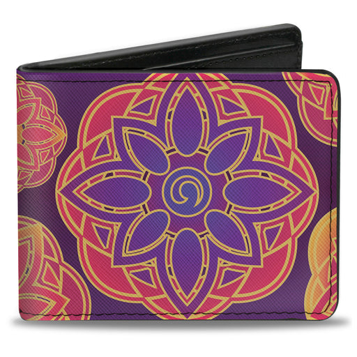 Bi-Fold Wallet - Boho Mandala Purples Oranges Pinks Bi-Fold Wallets Buckle-Down   