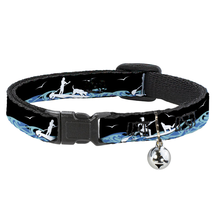 Cat Collar Breakaway - SUP w Dog Black Blues White Breakaway Cat Collars Buckle-Down   