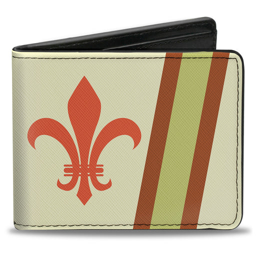 Bi-Fold Wallet - Fleur-de-Lis2 Stripes Tan Orange Brown Green Bi-Fold Wallets Buckle-Down   