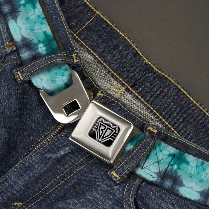 BD Wings Logo CLOSE-UP Full Color Black Silver Seatbelt Belt - Tie Dye Reflection Turquoise Blues Webbing Seatbelt Belts Buckle-Down   