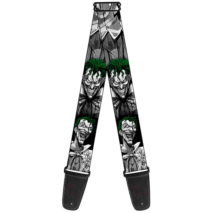 Guitar Strap - Joker Laughing Poses Black White Green Guitar Straps DC Comics   