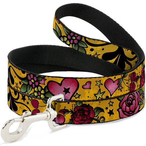 Dog Leash - Mom & Dad CLOSE-UP Yellow Dog Leashes Buckle-Down   