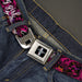 Ford Mustang Emblem Seatbelt Belt - Mustang PONY GIRL/Floral Collage Black/Pinks/White Webbing Seatbelt Belts Ford   