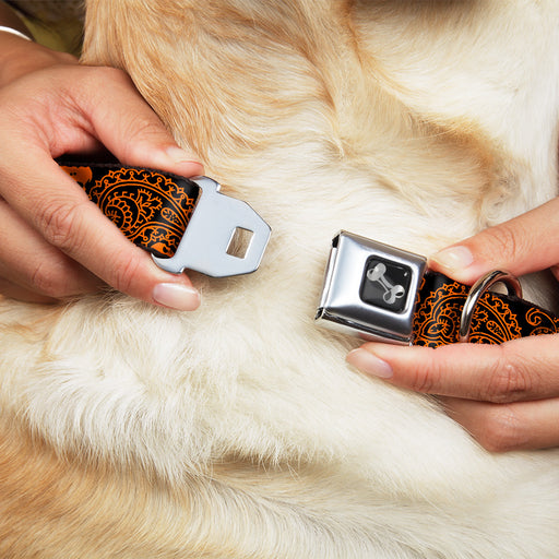 Dog Bone Seatbelt Buckle Collar - Bandana/Skulls Black/Orange Seatbelt Buckle Collars Buckle-Down   