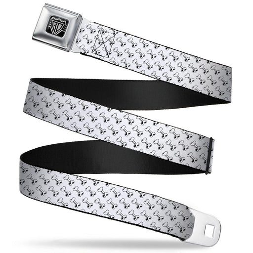 BD Wings Logo CLOSE-UP Full Color Black Silver Seatbelt Belt - Dog Bone White/Black Webbing Seatbelt Belts Buckle-Down   