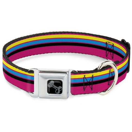 Dog Bone Black/Silver Seatbelt Buckle Collar - Racing Stripes Pink/Yellow/Blue/Black Seatbelt Buckle Collars Buckle-Down   