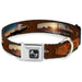 Dog Bone Seatbelt Buckle Collar - Surfboard Cali Scenes/US Flag Brown Seatbelt Buckle Collars Buckle-Down   