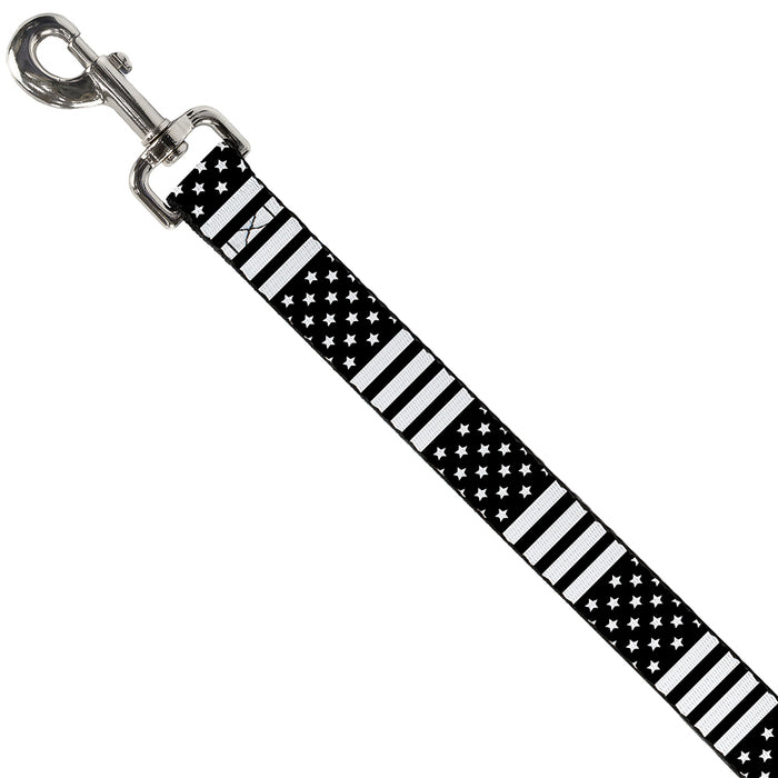 Dog Leash - American Flag CLOSE-UP Black/White Dog Leashes Buckle-Down   