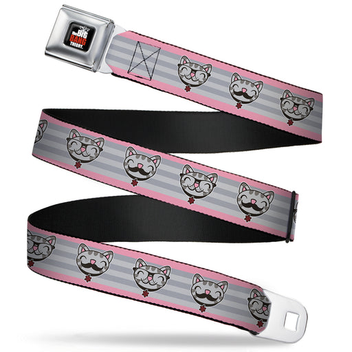 THE BIG BANG THEORY Full Color Black White Red Seatbelt Belt - Soft Kitty Nerd/Mustacho Expressions Stripe Grays Webbing Seatbelt Belts The Big Bang Theory   