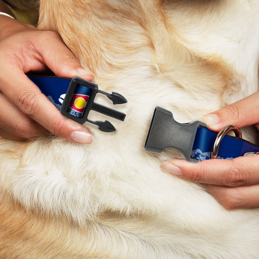 Plastic Clip Collar - Colorado Trout Flag Blue/White/Red/Yellow Plastic Clip Collars Buckle-Down   