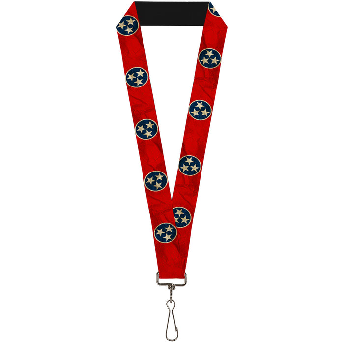 Lanyard - 1.0" - Tennessee Flag Stars CLOSE-UP Distressed Lanyards Buckle-Down   