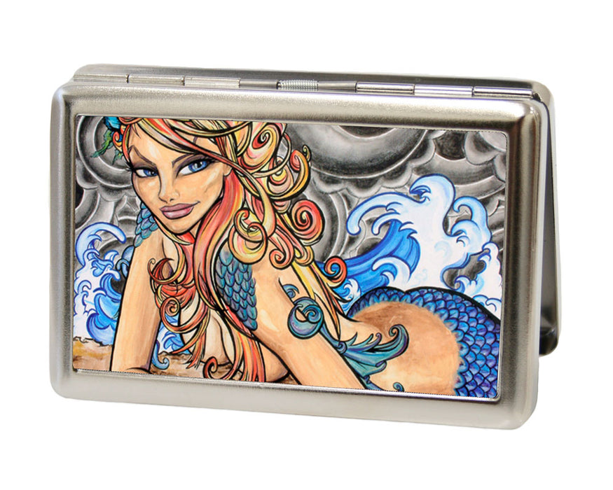 Business Card Holder - LARGE - Earth Wind Flower Water FCG Metal ID Cases Sexy Ink Girls   