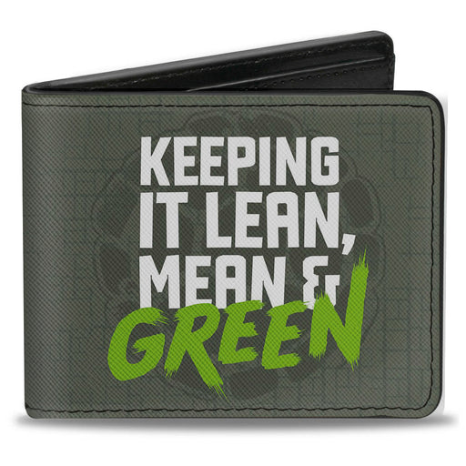 Bi-Fold Wallet - KEEP IT LEAN, MEAN & GREEN + Classic Teenage Mutant Ninja Turtles Group Pose Gray Bi-Fold Wallets Nickelodeon   