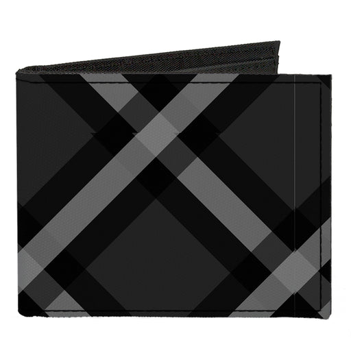 Canvas Bi-Fold Wallet - Buffalo Plaid X Charcoal Black Gray Canvas Bi-Fold Wallets Buckle-Down   