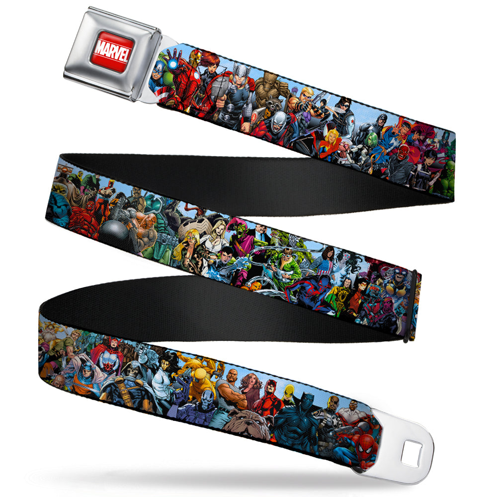 MARVEL UNIVERSE MARVEL Full Color Red White Seatbelt Belt - Marvel Universe Heroes & Villains Portrait Webbing Seatbelt Belts Marvel Comics   