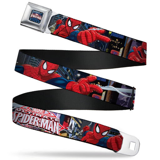 ULTIMATE SPIDER-MAN Ultimate Spider-Man Web Full Color Seatbelt Belt - THE ULTIMATE SPIDER-MAN Swinging City Poses Webbing Seatbelt Belts Marvel Comics   