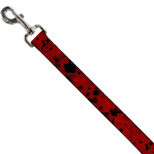 Dog Leash - SNOW WHITE Poses/Apple Halftone Reds/Black Dog Leashes Disney   