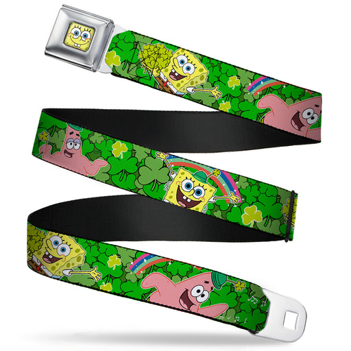 Sponge Bob Face CLOSE-UP Full Color Seatbelt Belt - SpongeBob & Patrick Starfish St. Patrick's Day Poses Webbing Seatbelt Belts Nickelodeon   