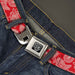 BD Wings Logo CLOSE-UP Full Color Black Silver Seatbelt Belt - Paisley Red/White Webbing Seatbelt Belts Buckle-Down   