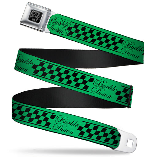 BD Wings Logo CLOSE-UP Full Color Black Silver Seatbelt Belt - Buckle-Down Cab Stripe Green/Yellow Fade Webbing Seatbelt Belts Buckle-Down   