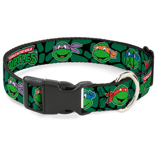 Plastic Clip Collar - Classic TEENAGE MUTANT NINJA TURTLES Turtle Faces Black/Green Turtle Shell Plastic Clip Collars Nickelodeon   