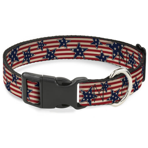 Plastic Clip Collar - Americana Stars & Stripes Red/White/Blue/White Plastic Clip Collars Buckle-Down   