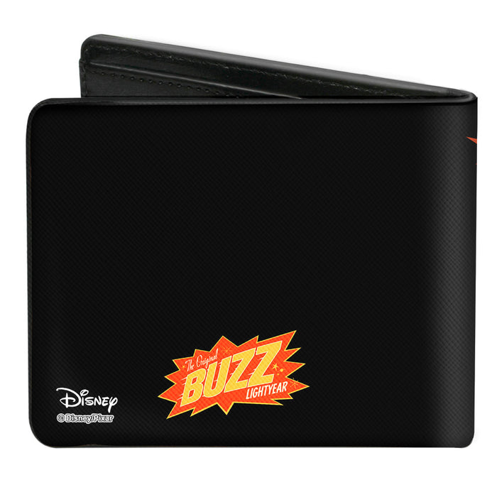 Bi-Fold Wallet - Toy Story Buzz Lightyear Action Pose Stars Black Orange Yellow Bi-Fold Wallets Disney   