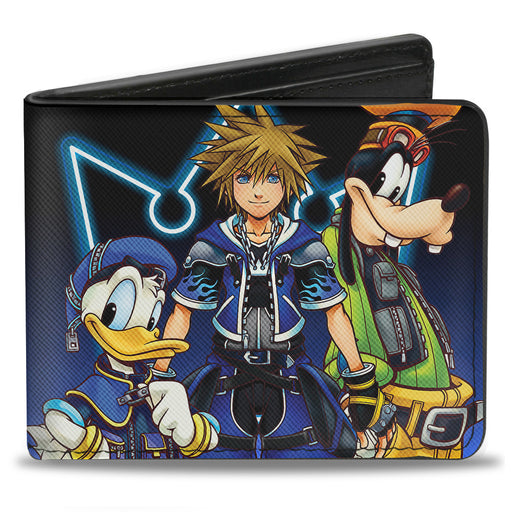 Bi-Fold Wallet - Kingdom Hearts II Donald Wisdom Form Sora Goofy Group Pose Diamonds Blue Fade Bi-Fold Wallets Disney   
