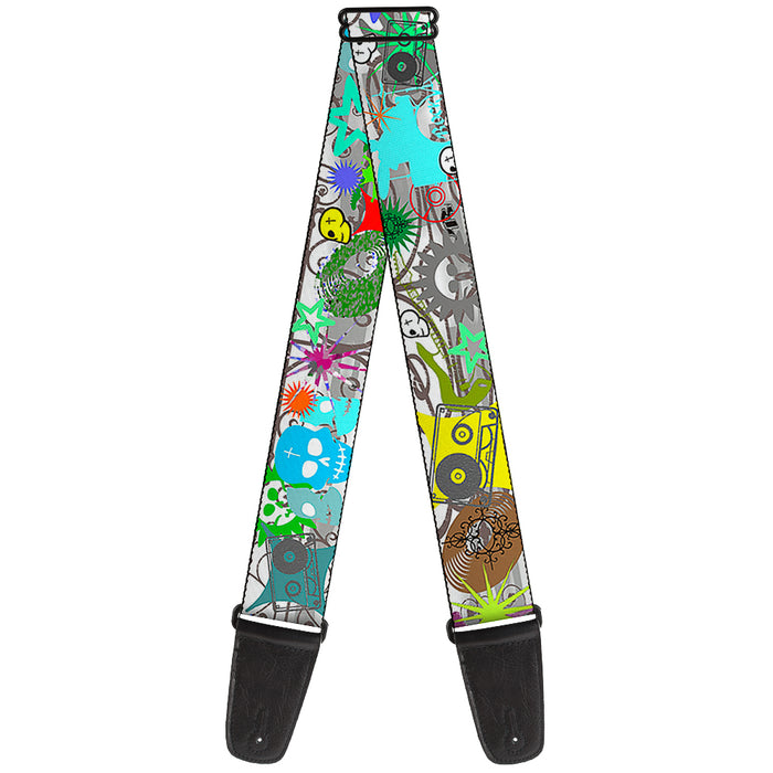 Guitar Strap - Music Skulls Multi Color Guitar Straps Buckle-Down   