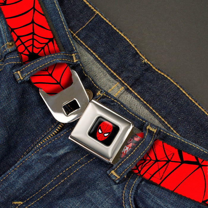 MARVEL UNIVERSE Spider-Man Full Color Seatbelt Belt - Spiderweb Red/Black Webbing Seatbelt Belts Marvel Comics   