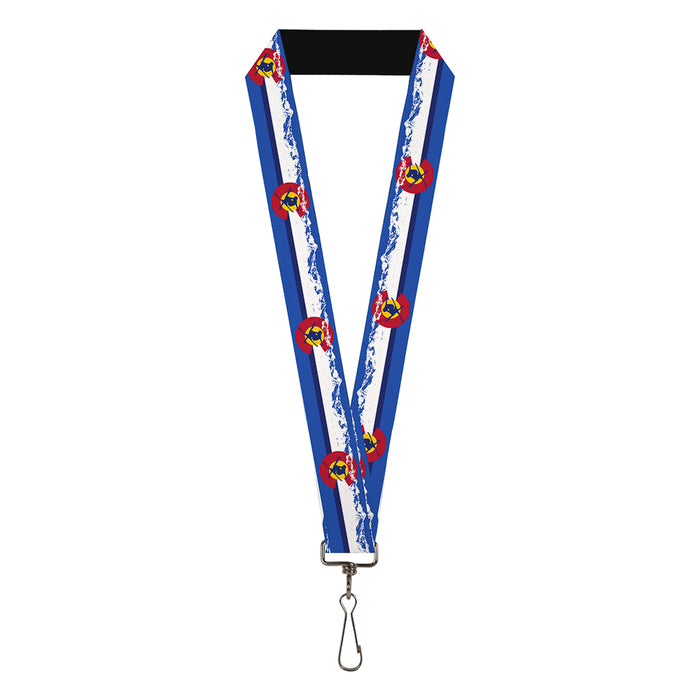 Lanyard - 1.0" - Colorado Skier4 Mountains Blues White Red Yellow Lanyards Buckle-Down   