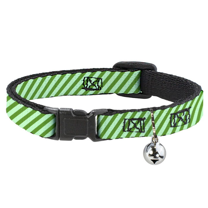 Cat Collar Breakaway - Diagonal Stripes Pastel Greens Breakaway Cat Collars Buckle-Down   