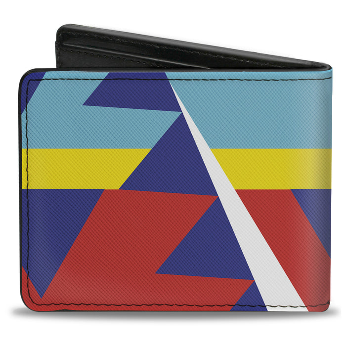 Bi-Fold Wallet - Geometric Triangles Stripe Red White Blues Yellow Bi-Fold Wallets Buckle-Down   