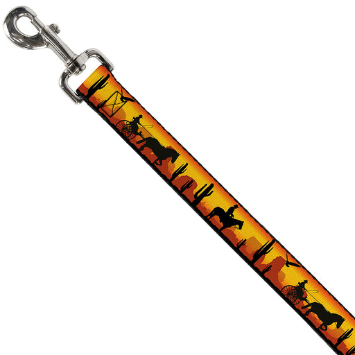 Dog Leash - Cowboy Silhouette/Western Landscape Reds/Black Dog Leashes Buckle-Down   