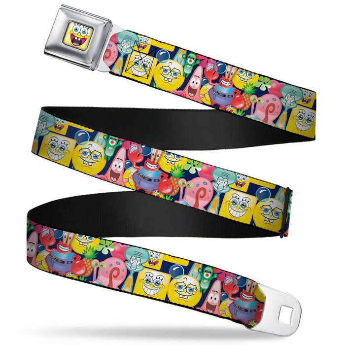 SpongeBob Open Mouth Smile Full Color Seatbelt Belt - SpongeBob Expressions & Friends Stacked Webbing Seatbelt Belts Nickelodeon   