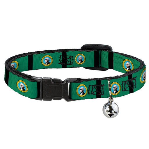 Cat Collar Breakaway - Washington Flags Black Breakaway Cat Collars Buckle-Down   