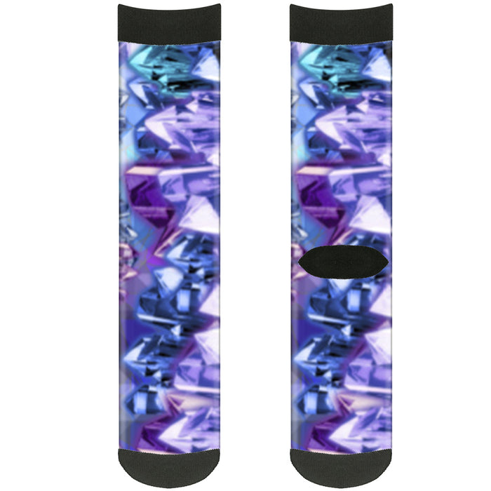 Sock Pair - Polyester - Crystals2 Blues Purples - CREW Socks Buckle-Down   