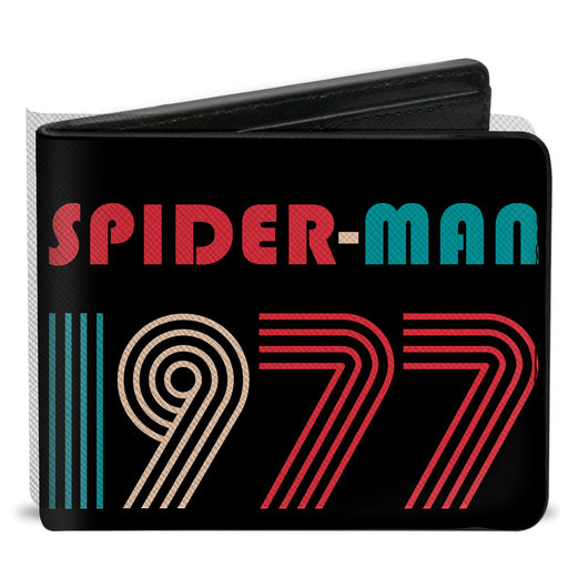 SPIDER-MAN Bi-Fold Wallet - Classic SPIDER-MAN 1977 Black Red White Blue Bi-Fold Wallets Marvel Comics   