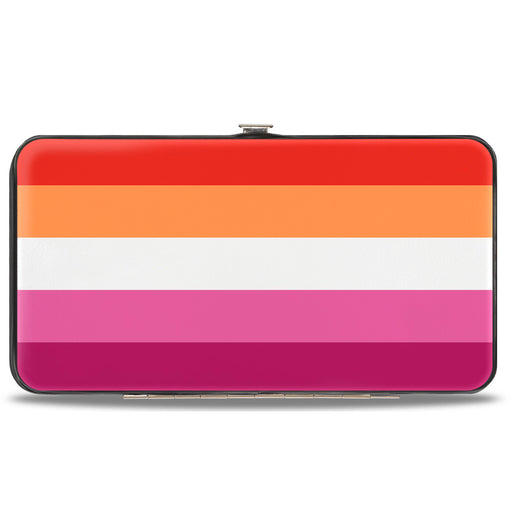 Hinged Wallet - Flag Lesbian Five Stripe Oranges White Pinks Hinged Wallets Buckle-Down   