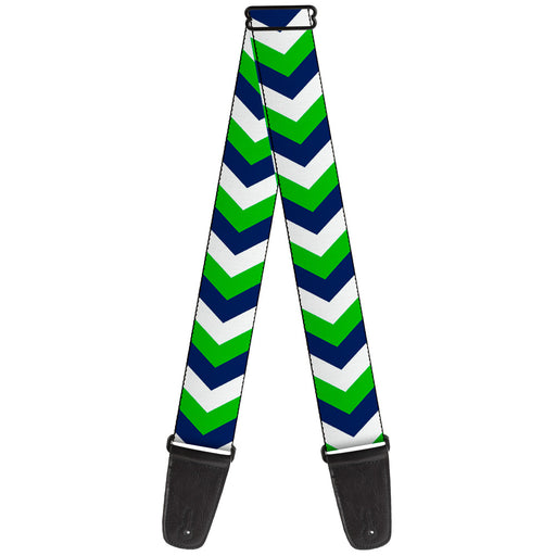 Guitar Strap - Chevron White Bright Green Navy Guitar Straps Buckle-Down   