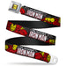 MARVEL COMICS Iron Man Face Full Color Red Yellow Seatbelt Belt - THE INVINCIBLE IRON MAN Stacked Comic Books/Action Poses Webbing Seatbelt Belts Marvel Comics   