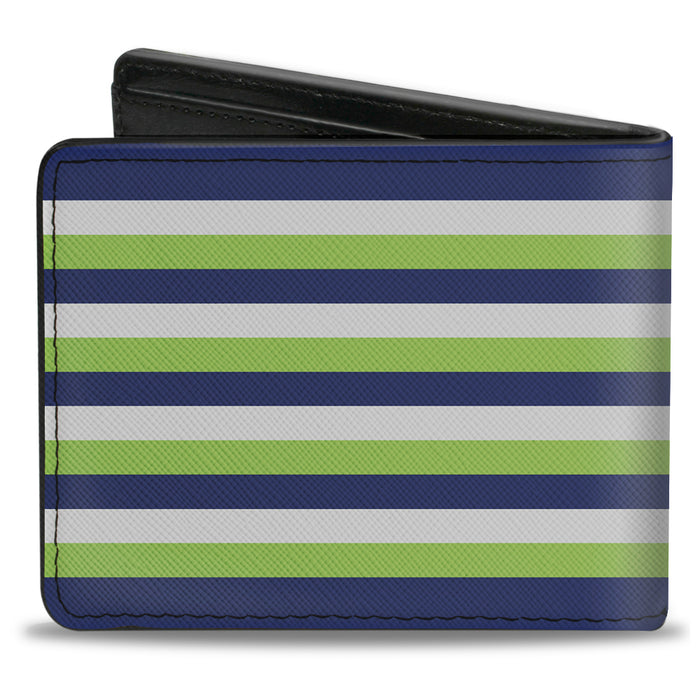 Bi-Fold Wallet - Fine Stripes White Neon Green Navy Bi-Fold Wallets Buckle-Down   
