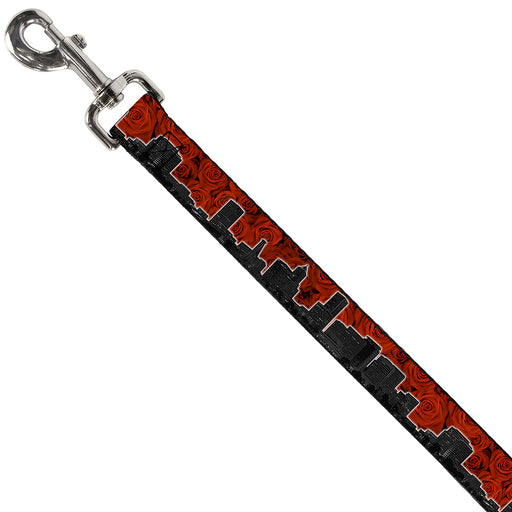 Dog Leash - Portland Vivid Skyline Red Roses/Black Dog Leashes Buckle-Down   